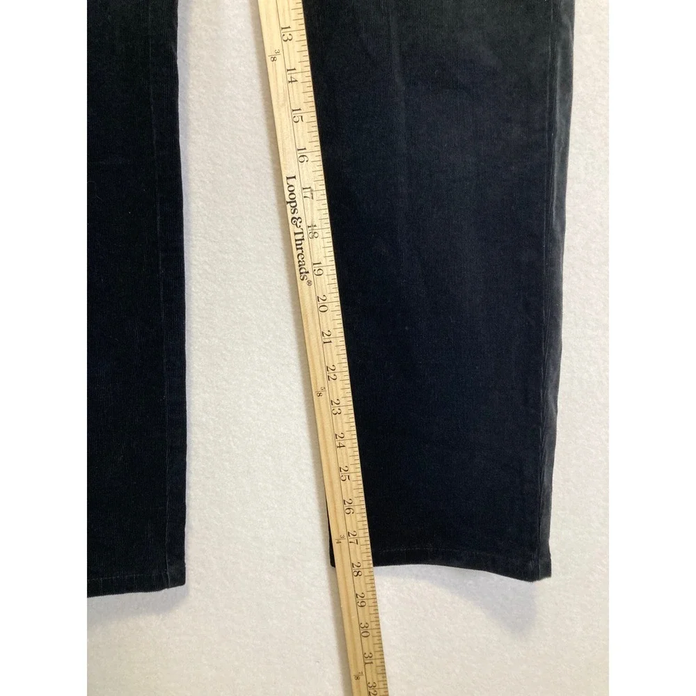 Classic‎ Dark Academia J. Jill Womens 12 Black Fine Wale Corduroy Straight Pants